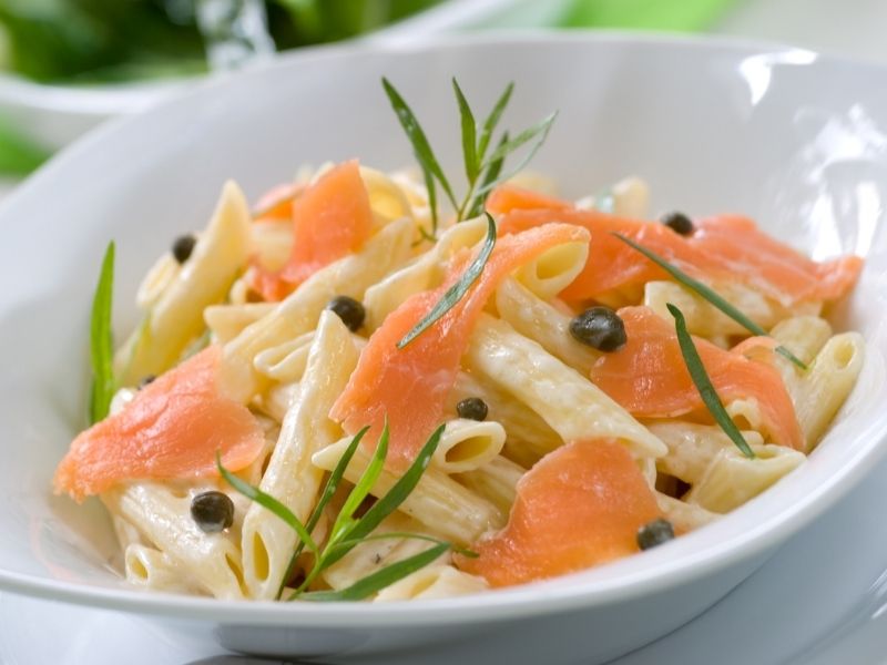 Lemon fresh tuna fish pasta or salmon